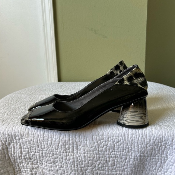 AlLBITEFO Shoes - New ALLBITEFO Women’s Patent Black animal Detail size 7.5 Heels